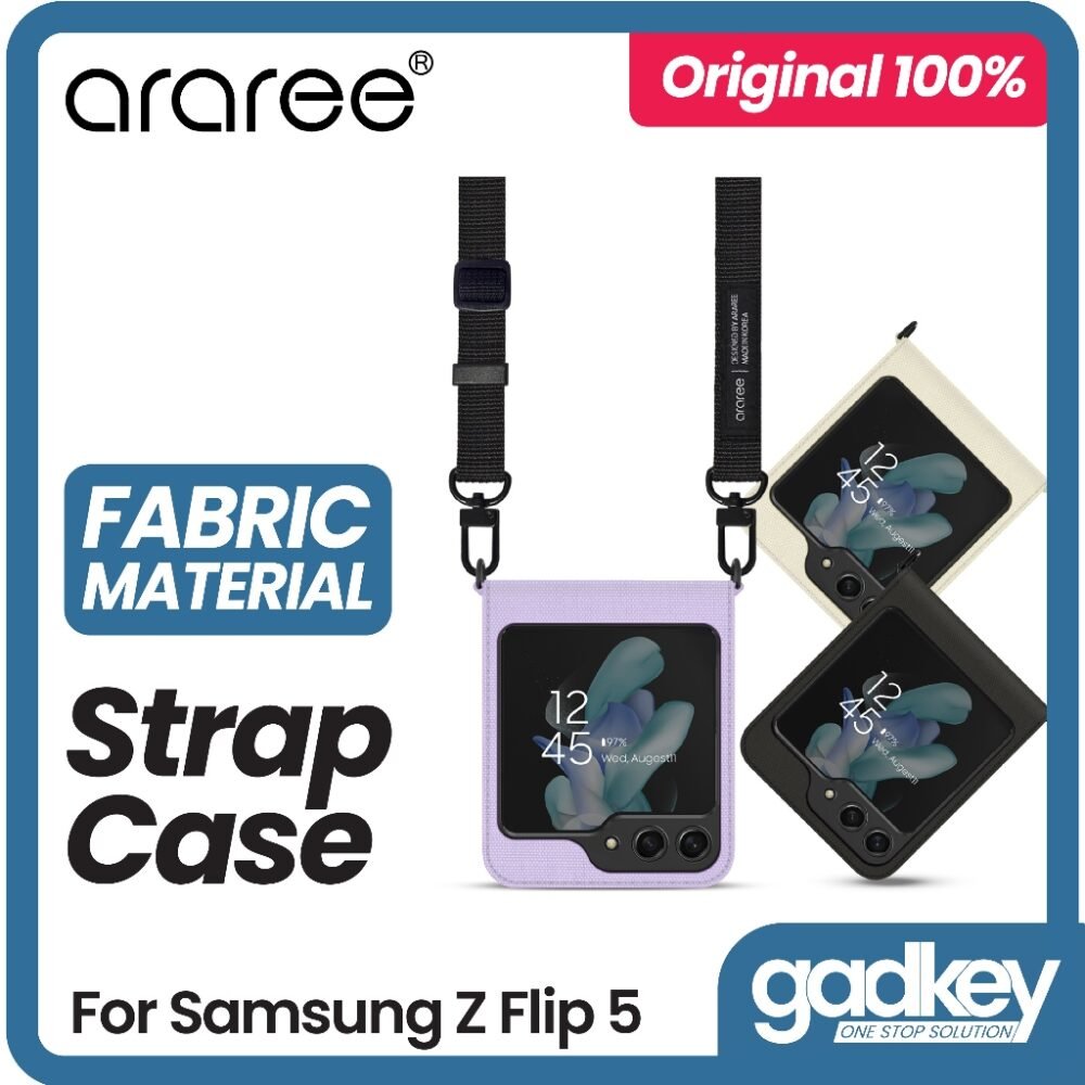Araree Canvas Diary Case Samsung Galaxy Z Flip 5 Casing Strap Lanyard