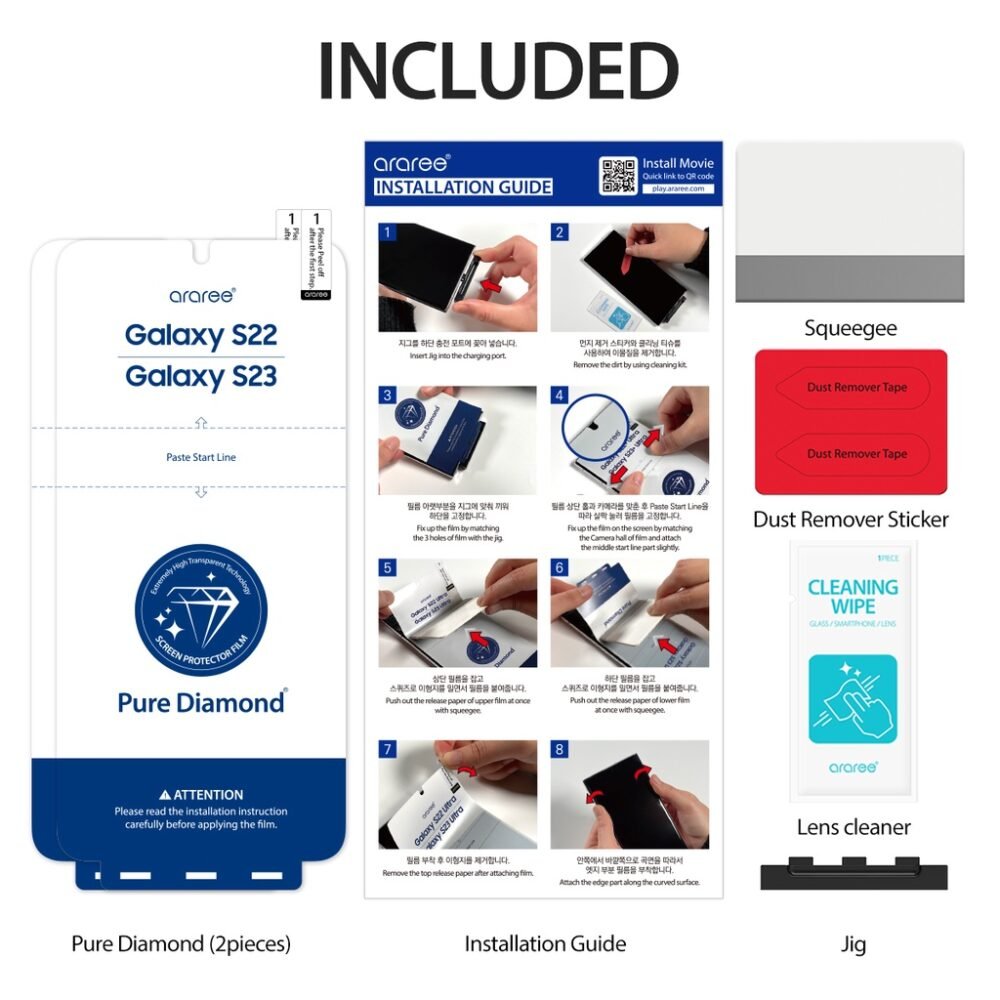 Araree Pure Diamond Anti Gores Samsung Galaxy S23 Ultra / S23 Plus / S23 Screen Guard Protector Hydrogel foto 5