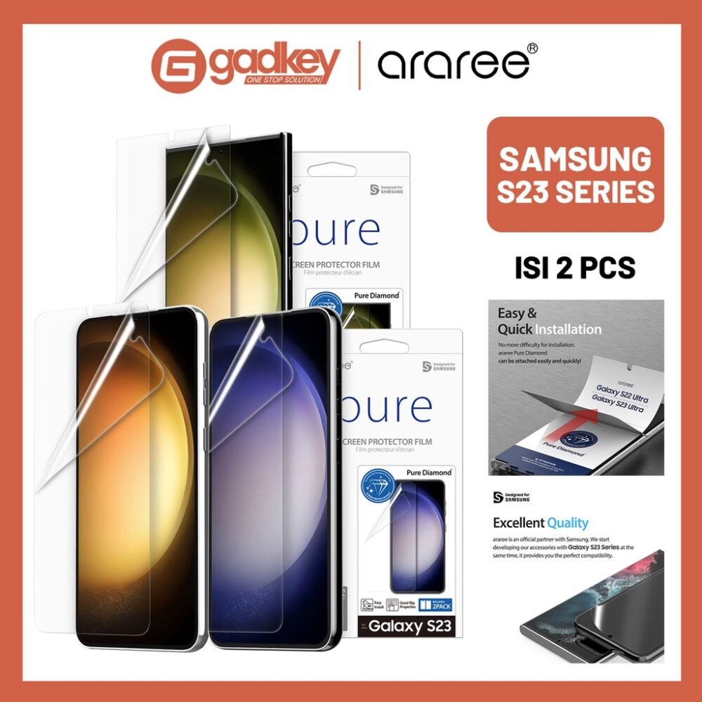 Araree Pure Diamond Anti Gores Samsung Galaxy S23 Ultra / S23 Plus / S23 Screen Guard Protector Hydrogel
