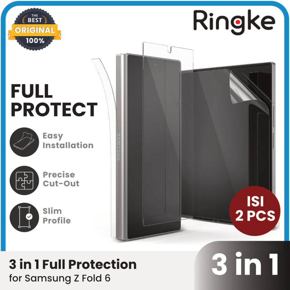 Ringke 3 in 1 Anti Gores Samsung Galaxy Z Fold 6 Tempered Glass Screen Guard Protector Hydrogel