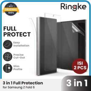 Ringke 3 in 1 Anti Gores Samsung Galaxy Z Fold 6 Tempered Glass Screen Guard Protector Hydrogel