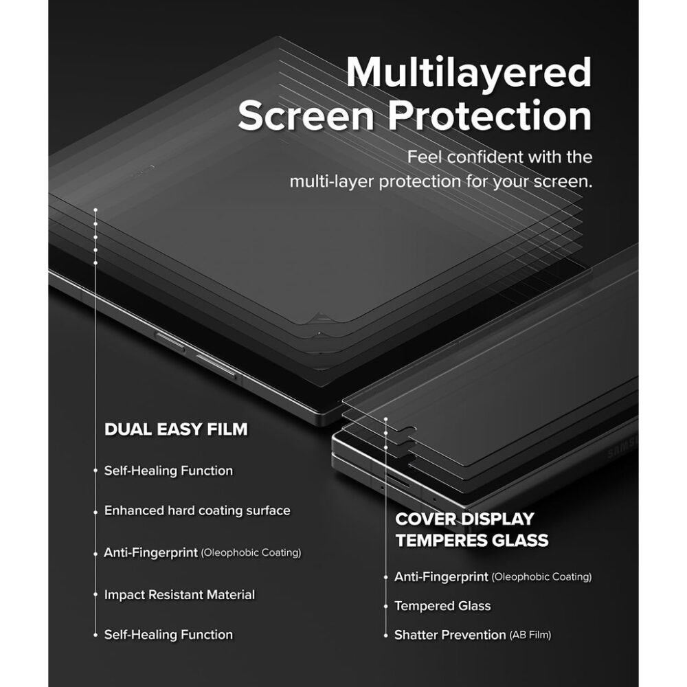 Ringke 3 in 1 Anti Gores Samsung Galaxy Z Fold 6 Tempered Glass Screen Guard Protector Hydrogel foto 5