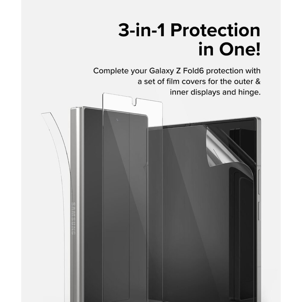 Ringke 3 in 1 Anti Gores Samsung Galaxy Z Fold 6 Tempered Glass Screen Guard Protector Hydrogel foto 2