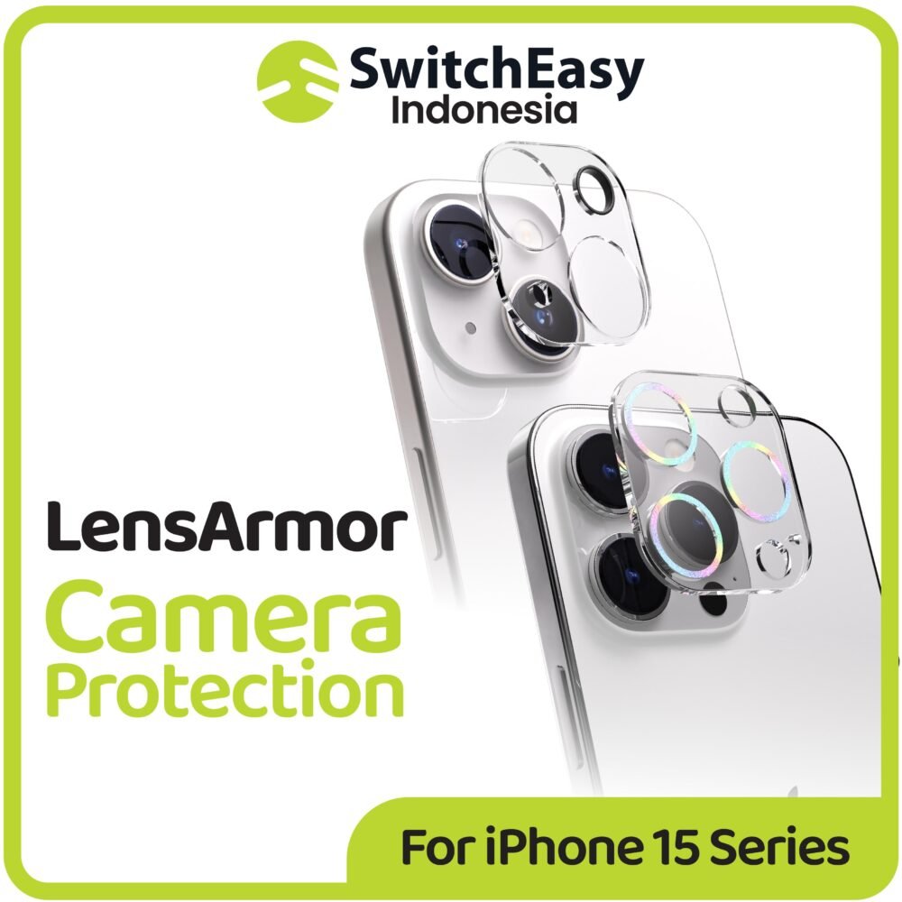 SwitchEasy Lens-Armor Anti Gores Kamera iPhone 15 Pro Max / 15 Pro / 15 Plus / 15 Camera Protector Tempered Glass