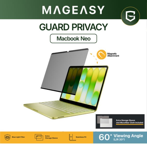 MagEasy Guard Privacy Screen Protector Macbook Neo 13 Inch A18 AntiSpy Antigores Pelindung Layar