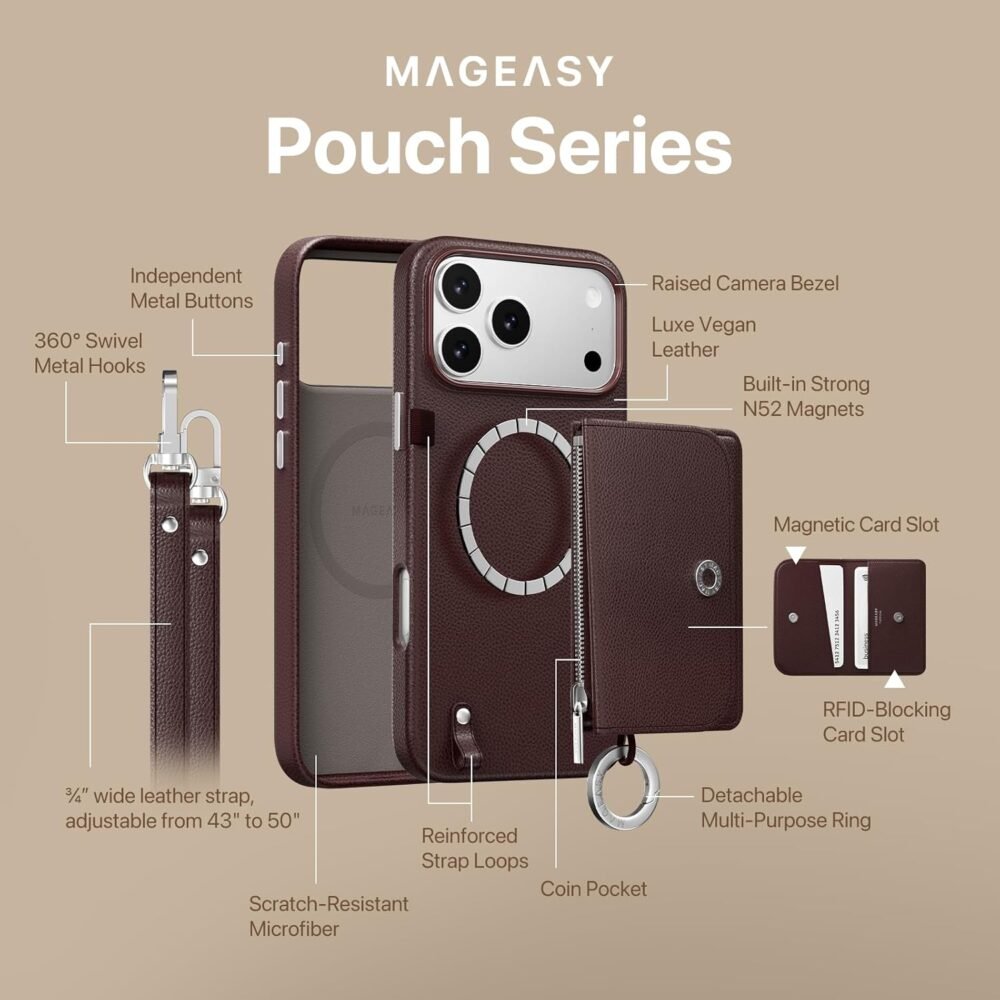 MagEasy Pouch Wallet Strap Case iPhone 18 Pro Max / 18 Pro / 17 Pro Max / 17 Pro / Air Magsafe Casing foto 2